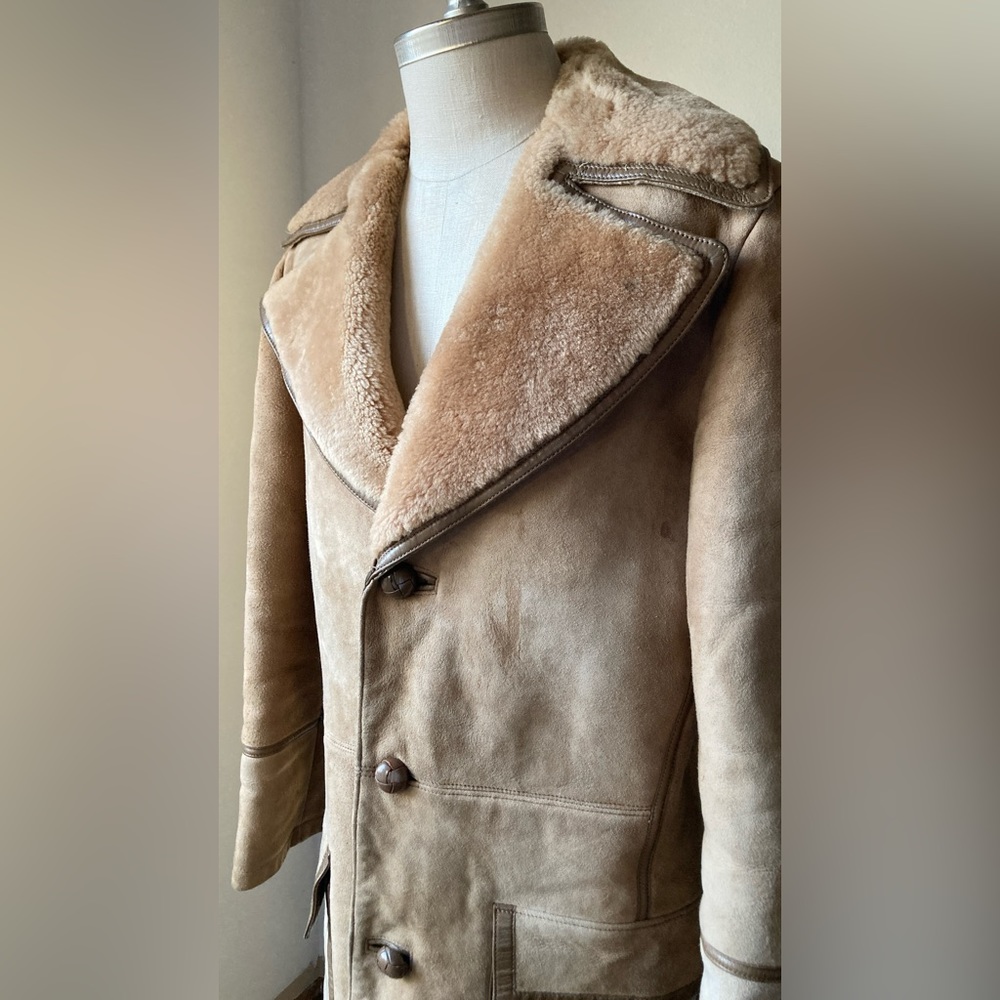 Vintage Zilli Genuine REAL shearling leather coat medium made in France VTG OBO